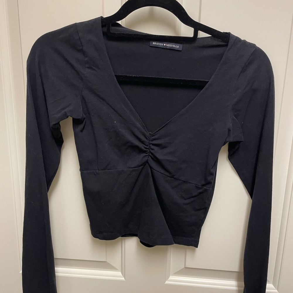 Black Brandy Melville Long Sleeve Crop Top